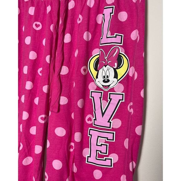 Disney Minnie Mouse Women's Pink Polka Dot Pajama Capris - Picture 3 of 9